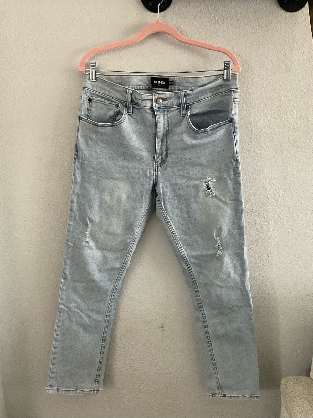 RSQ Men's Skinny Jeans in Faded Light Blue